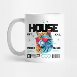 HOUSE MUSIC  - Cool Cat In Shades (black/blue) Mug